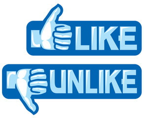 thumb up and down gesture (like and unlike)
