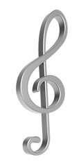 Fototapeta premium Silver 3D treble clef over white background