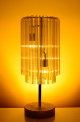 Lamp with Glass Lampshade giving off Warm Light