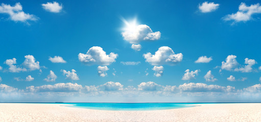 Fototapeta na wymiar tropical beach with blue sky. travel holiday background