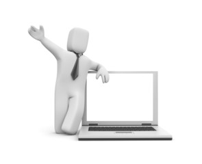 Presentation. Person with notebook