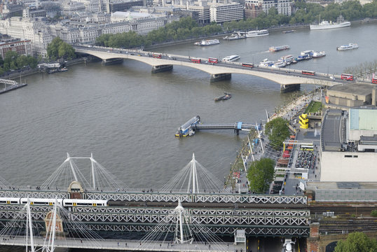 Hungerford & Waterloo Bridges. London. England