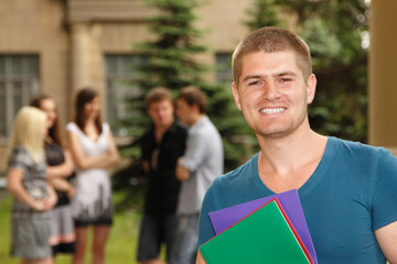 student handsome cheerful outdoor