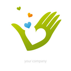 Fototapeta premium logo entreprise, logo main, coeur