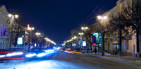 Fototapeta premium Night view of wintry street