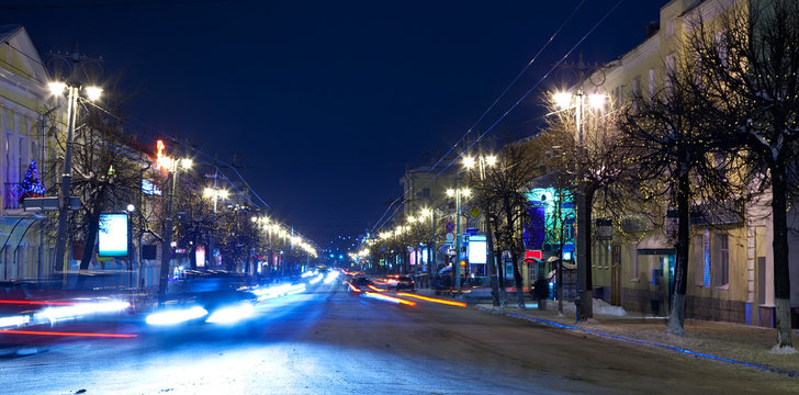 Night view of wintry street