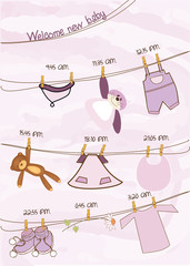 baby girl shower announcement card