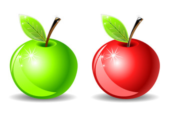red and green apples