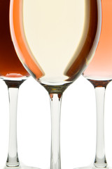 three wine glasses