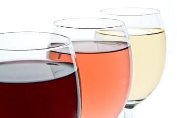 three wine glasses