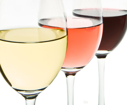 Fototapeta white rose and red wine glass set