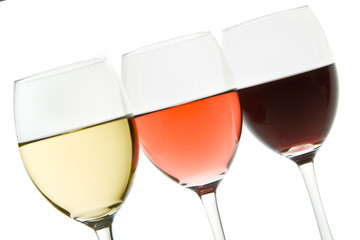 three wine glasses