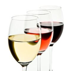 three wine glasses