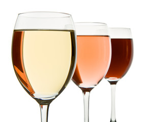 three wine glasses