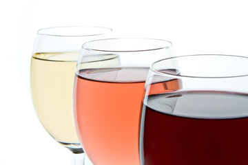 three wine glasses