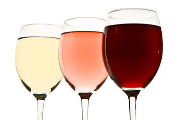 three wine glasses