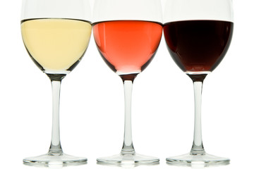 three wine glasses