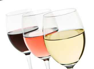 three wine glasses