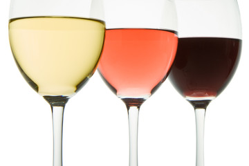 three wine glasses