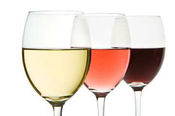 three wine glasses