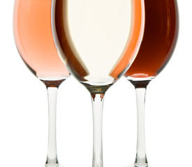 three wine glasses
