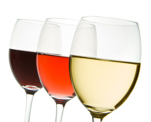 three wine glasses