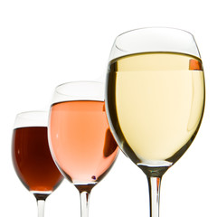 three wine glasses