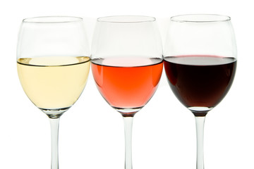 three wine glasses