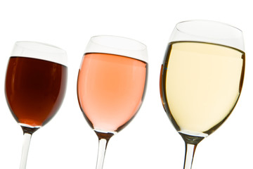 three wine glasses
