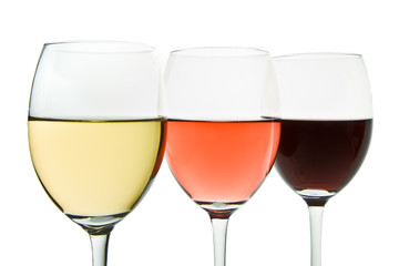 three wine glasses