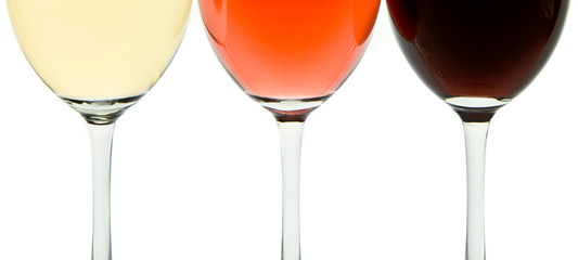 three wine glasses