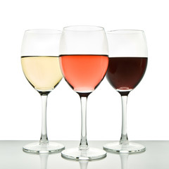 three wine glasses
