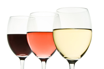 three wine glasses