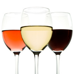 three wine glasses