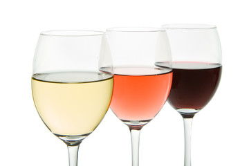 three wine glasses
