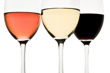 three wine glasses