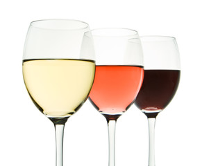 three wine glasses
