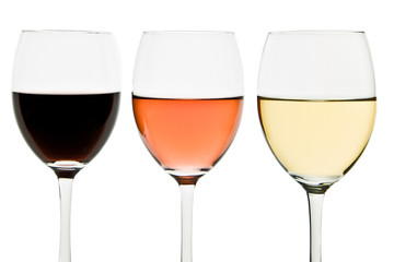 three wine glasses