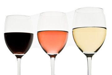 three wine glasses