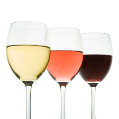 three wine glasses