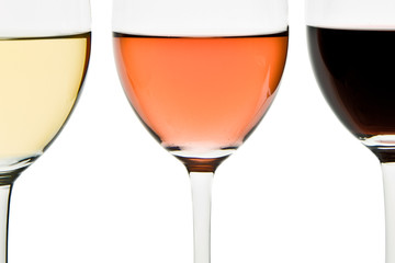three wine glasses