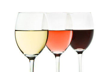 three wine glasses