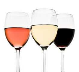 three wine glasses
