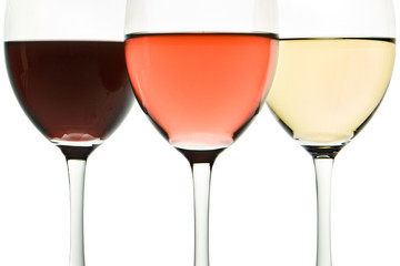three wine glasses
