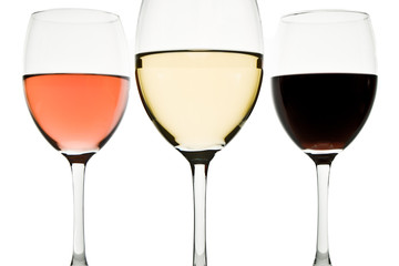 three wine glasses