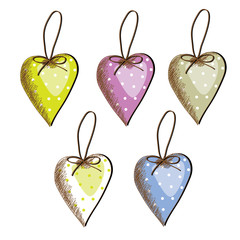 Six hearts to hang different color