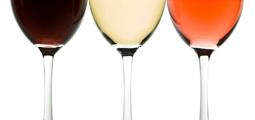 three wine glasses