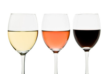 three wine glasses
