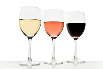 three wine glasses