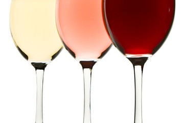 three wine glasses